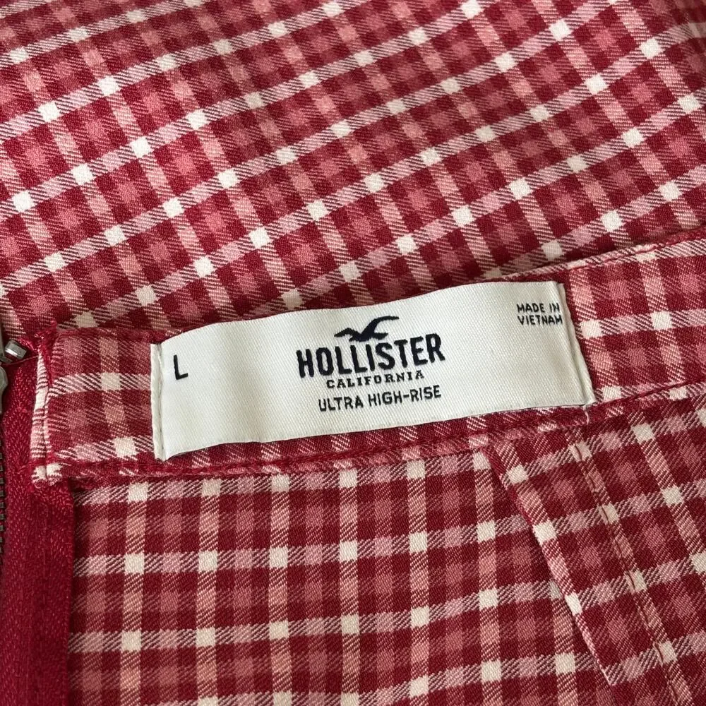 Y2K Hollister Skirt Large Mini Plaid School Academia Cute Girly Cherry‎ Cottage